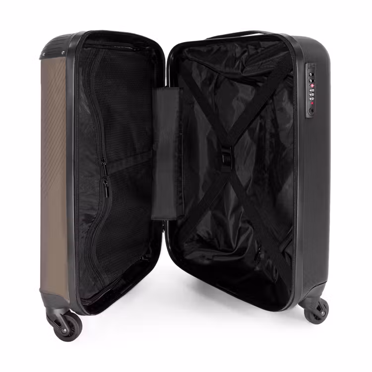Suitcase - Minimal - Crossing lines on taupe brown — 4
