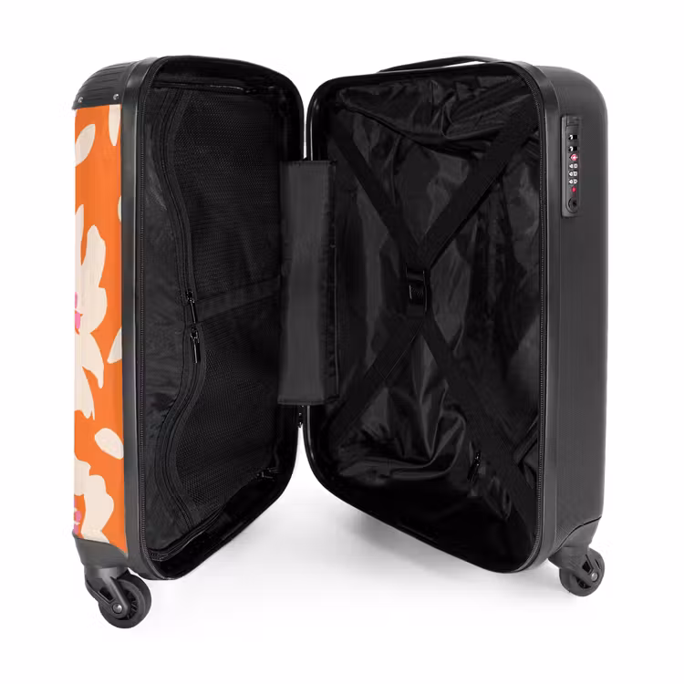 Suitcase - Pastel flowers - Cream with orange — 4