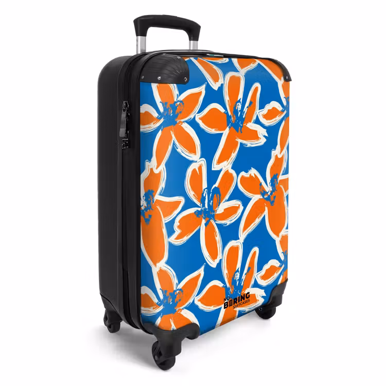 Suitcase - Pastel flowers - Orange with blue — 2