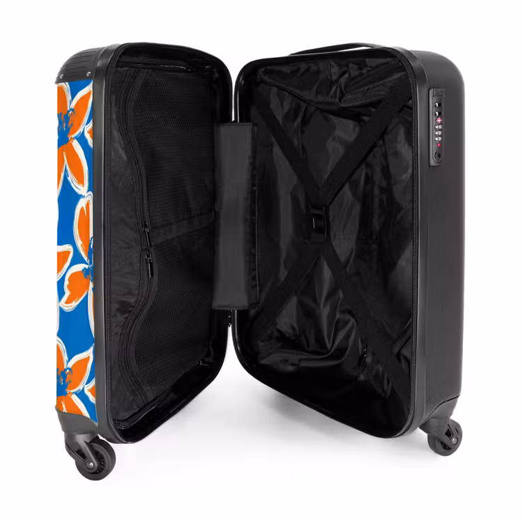 Suitcase - Pastel flowers - Orange with blue — 4