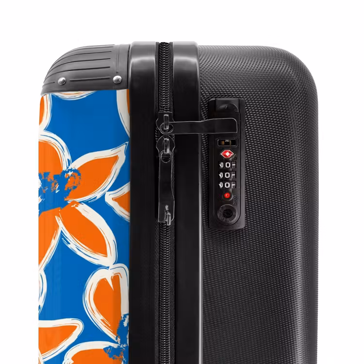 Suitcase - Pastel flowers - Orange with blue — 5