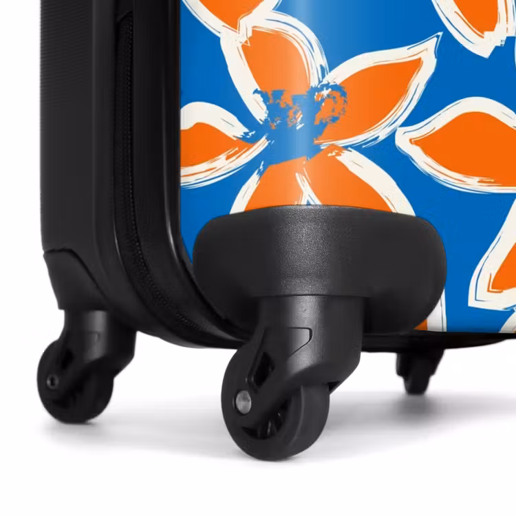 Suitcase - Pastel flowers - Orange with blue — 6