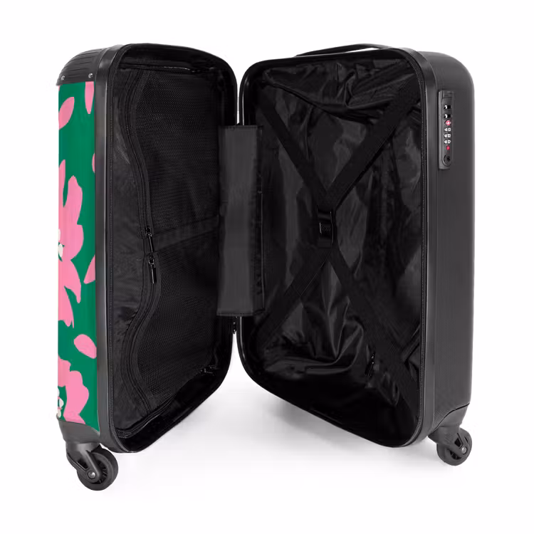 Suitcase - Pastel flowers - Pink with green — 4