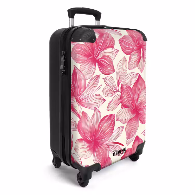 Suitcase - Vintage floral pattern - Pink with cream — 2