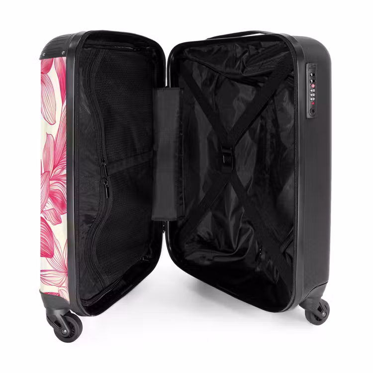 Suitcase - Vintage floral pattern - Pink with cream — 4