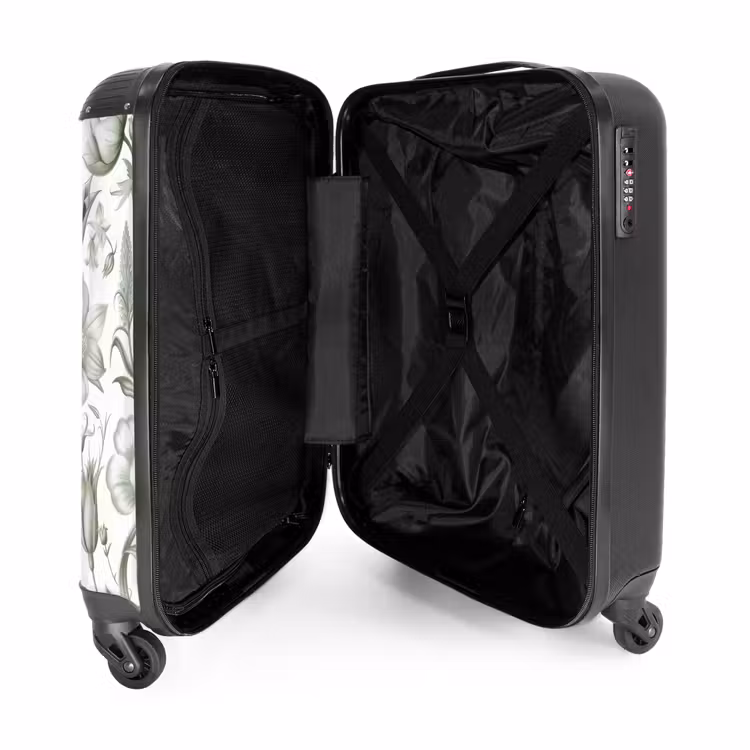 Suitcase - Vintage flowers - light green with white — 4
