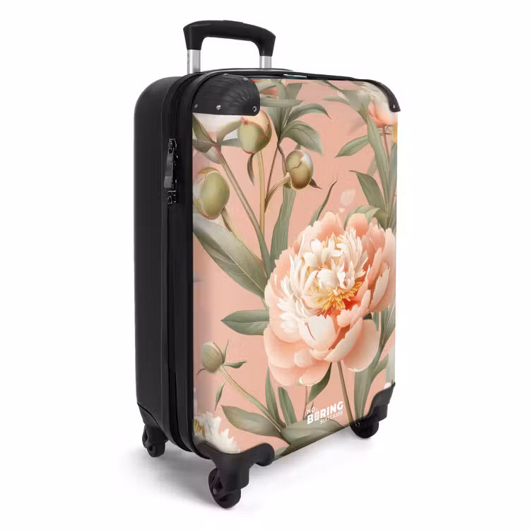 Suitcase - Vintage flowers - Peonies soft pink — 2