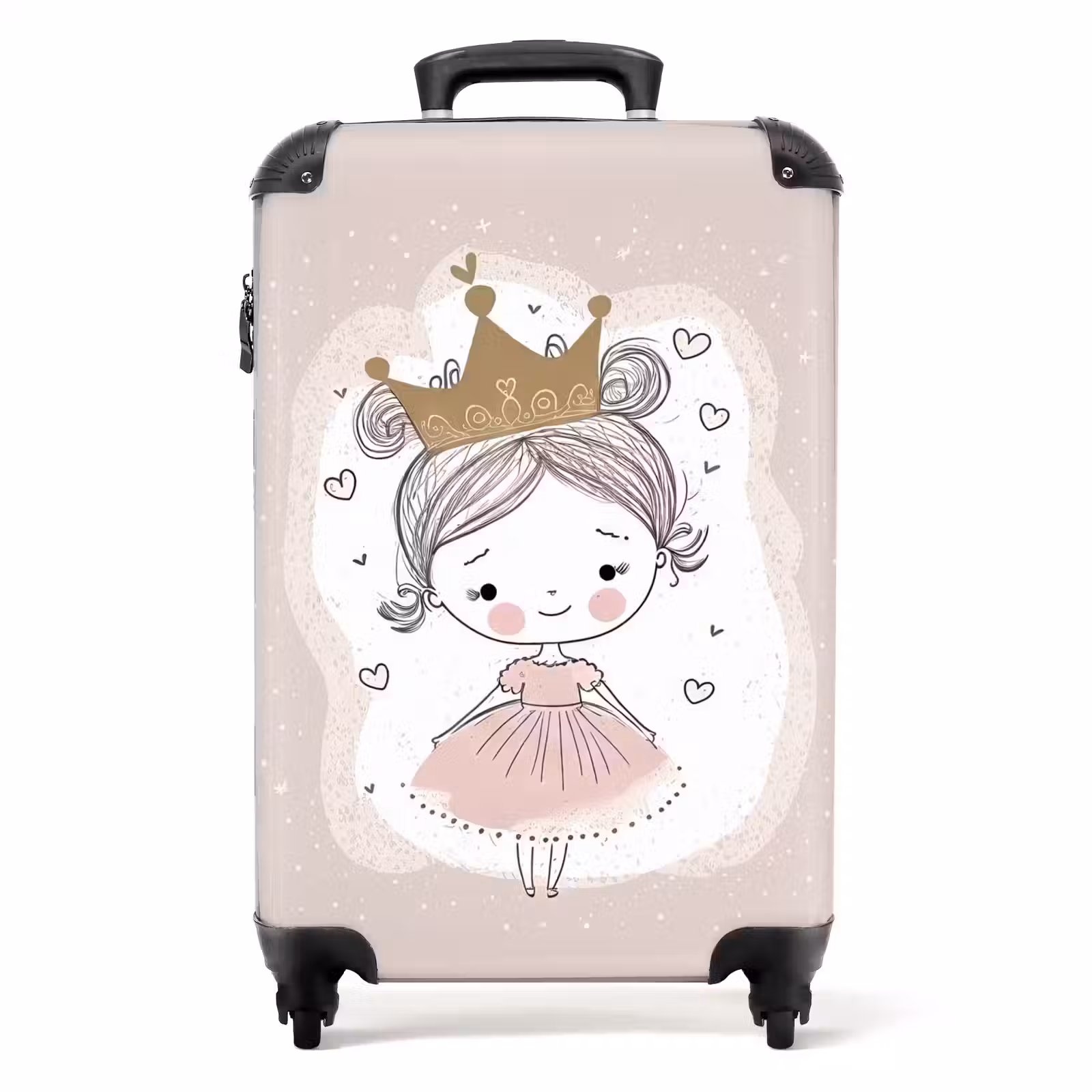 Suitcase - Princess on colored background with hearts — 1