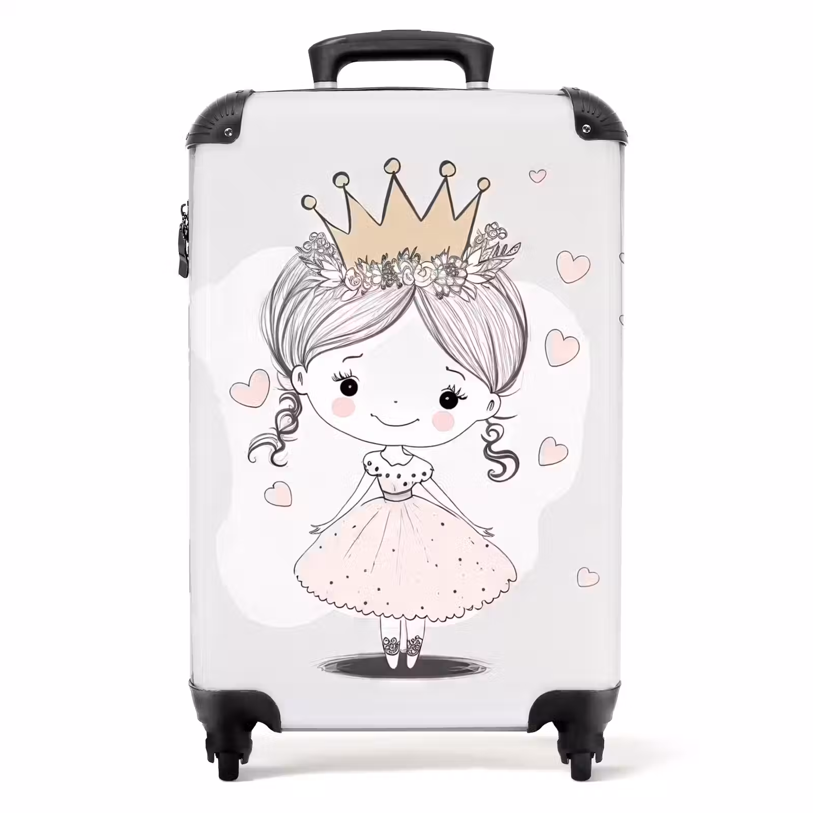 Suitcase - Princess with crown and pink hearts — 1