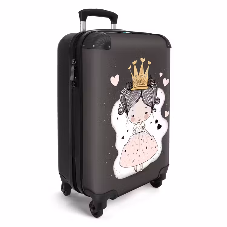 Suitcase - Little princess on black background — 2