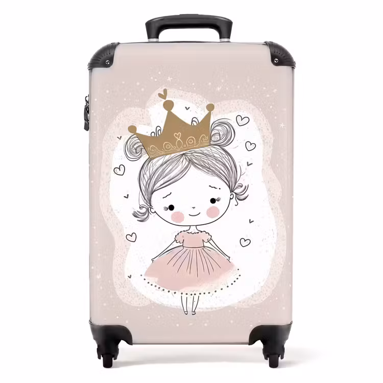 Suitcase - Princess on colored background with hearts — 1