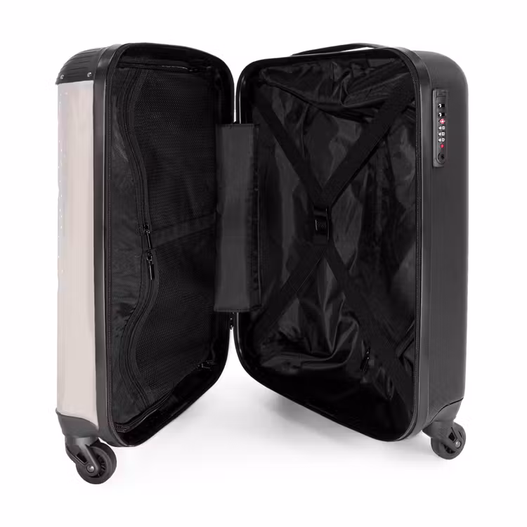 Suitcase - Princess on colored background with pink and black hearts — 4