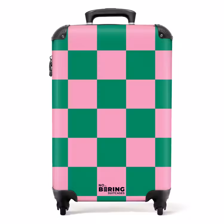 Suitcase - Squares - Green/pink — 1