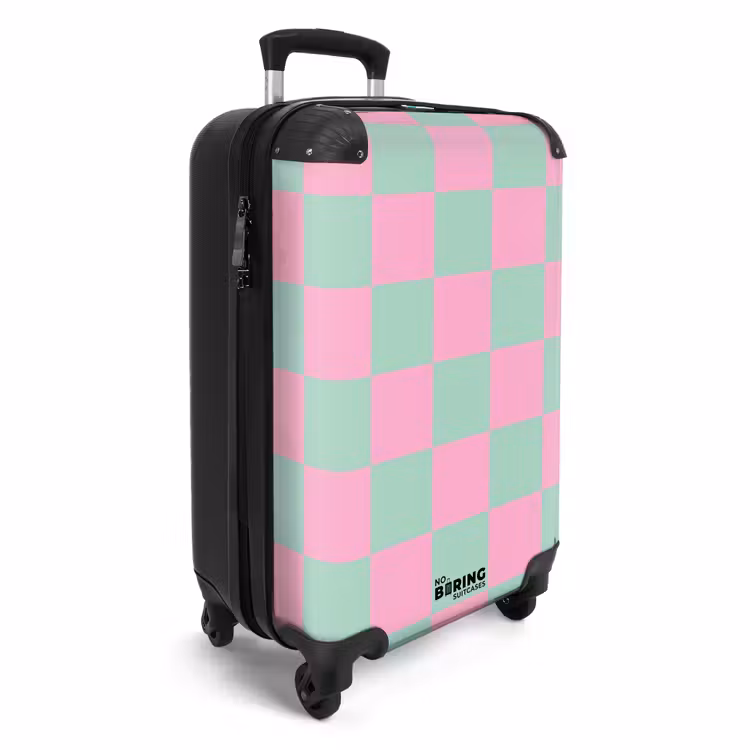 Suitcase - Squares - Pink/Mint Blue — 2