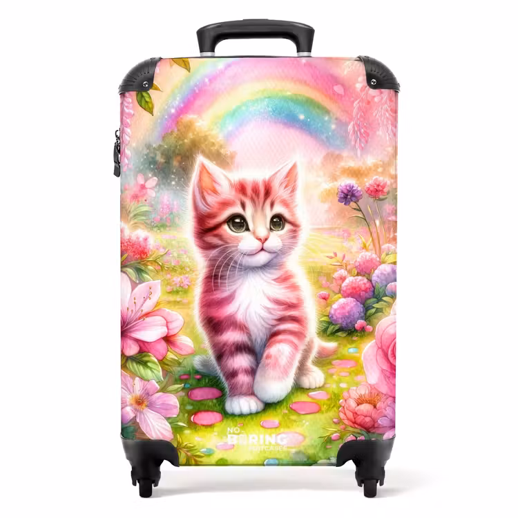 Suitcase - Pink rainbow kitten — 1