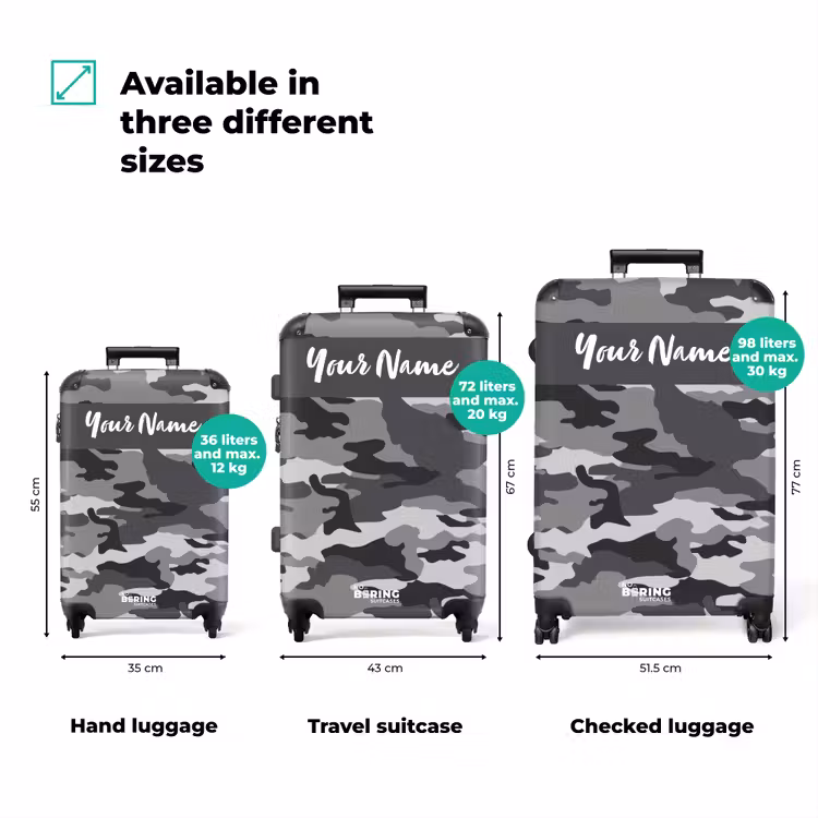 Suitcase with name - Camo Gray — 3