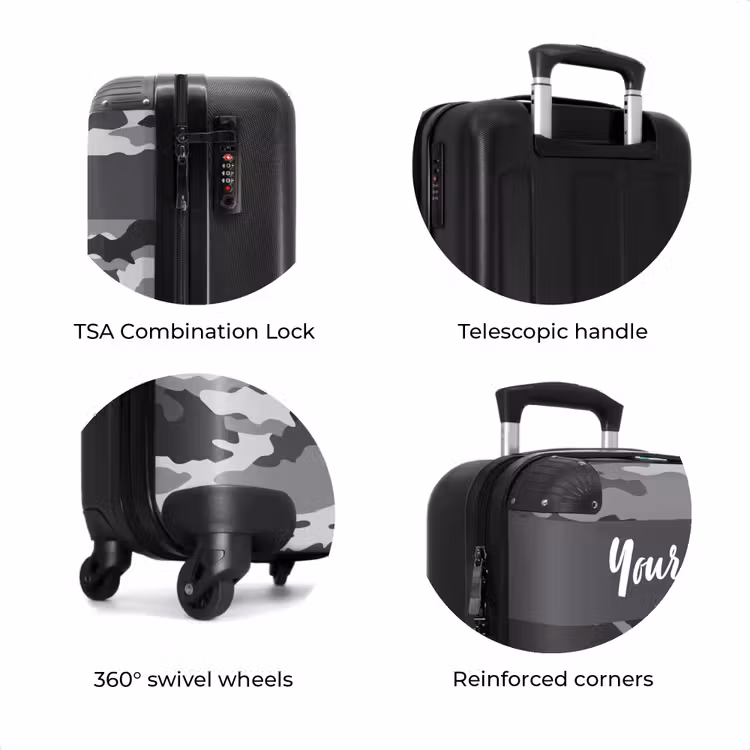 Suitcase with name - Camo Gray — 8
