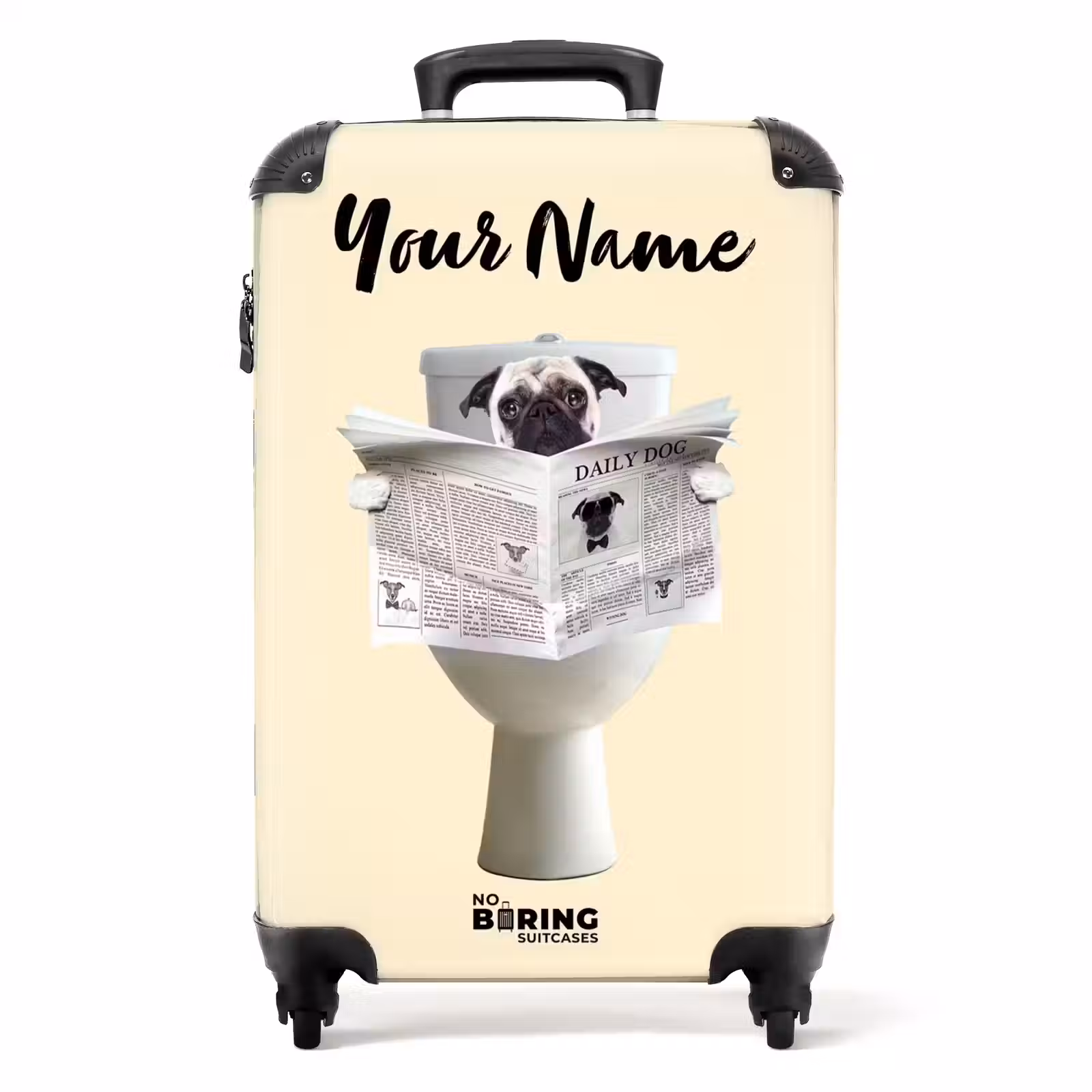 Suitcase with name - Doggie Reads the Newspaper — 1