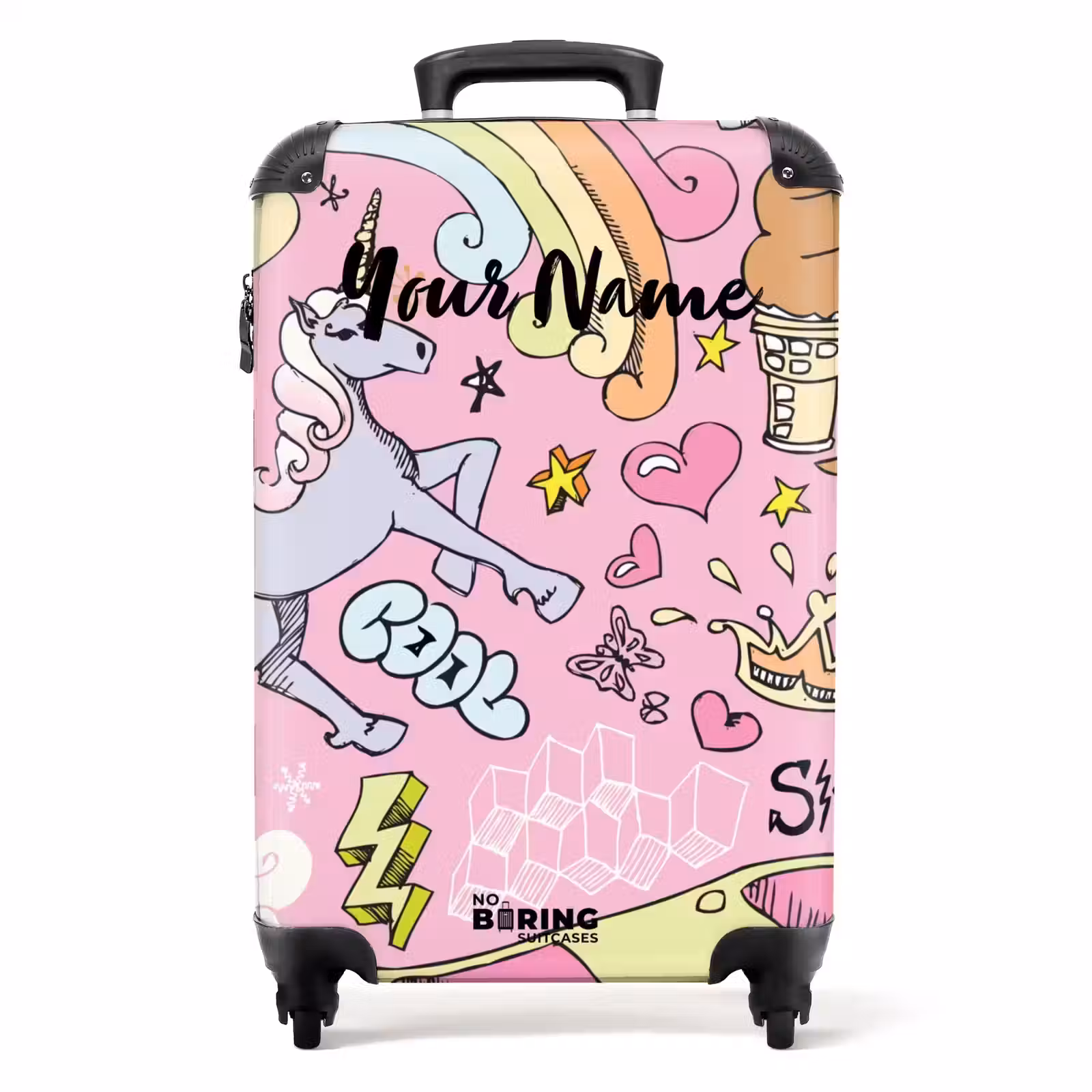 Suitcase with name - Unicorn doodles — 1