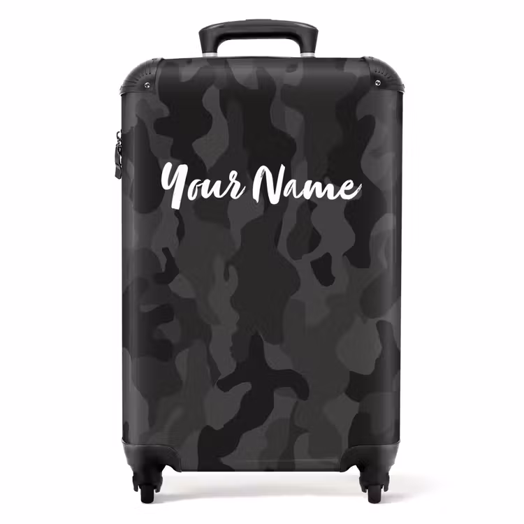 Suitcase with name - Green camouflage print — 1
