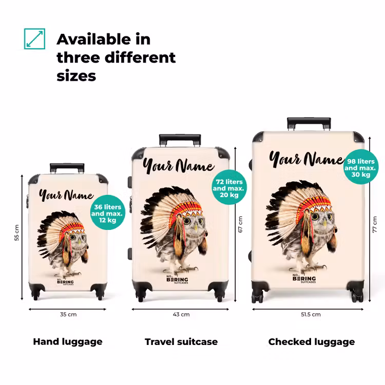 Suitcase with name - Owl as Indian — 3