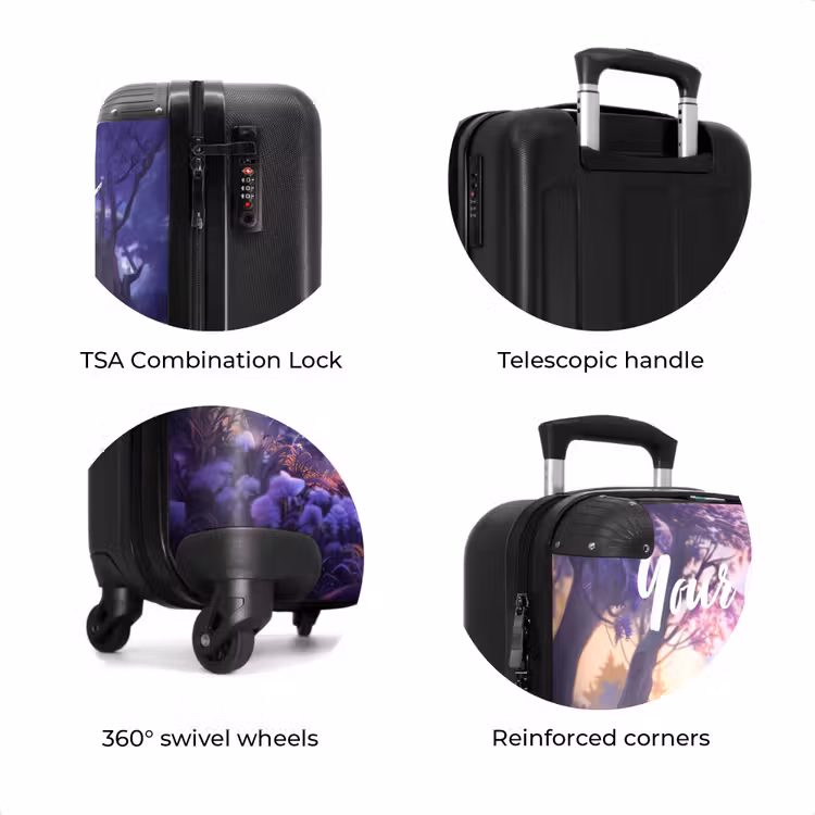 Suitcase with name - Portrait of a Unicorn among Purple Flowers — 8
