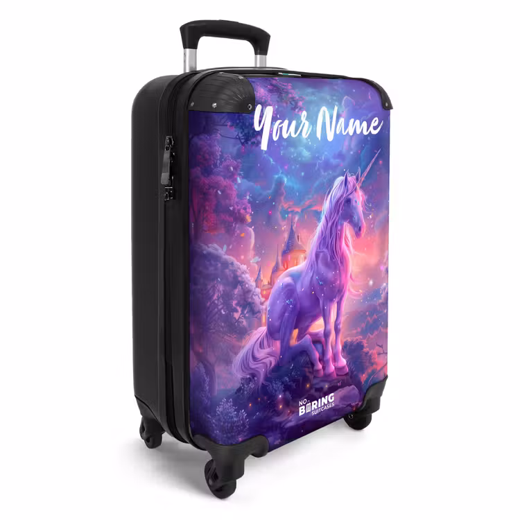 Suitcase with name - Purple Unicorn in Magical Environment — 2