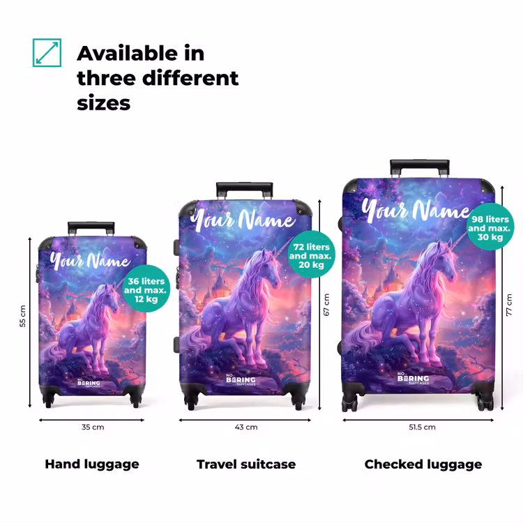Suitcase with name - Purple Unicorn in Magical Environment — 3