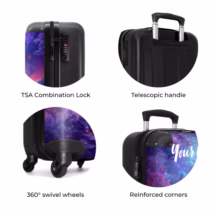 Suitcase with name - Purple Unicorn in Magical Environment — 8