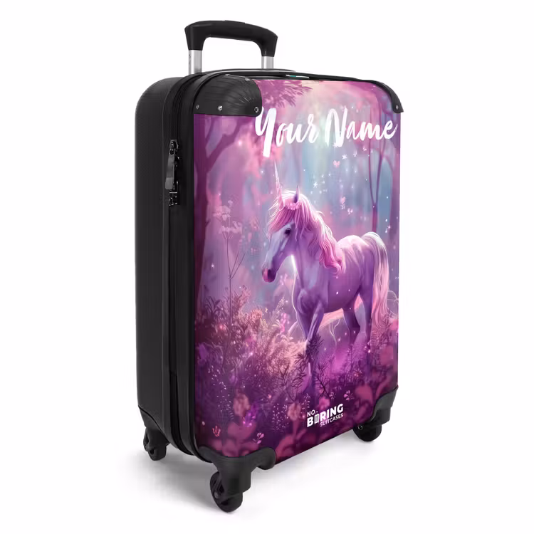 Suitcase with name - Unicorn Surrounded by Purple Nature — 2