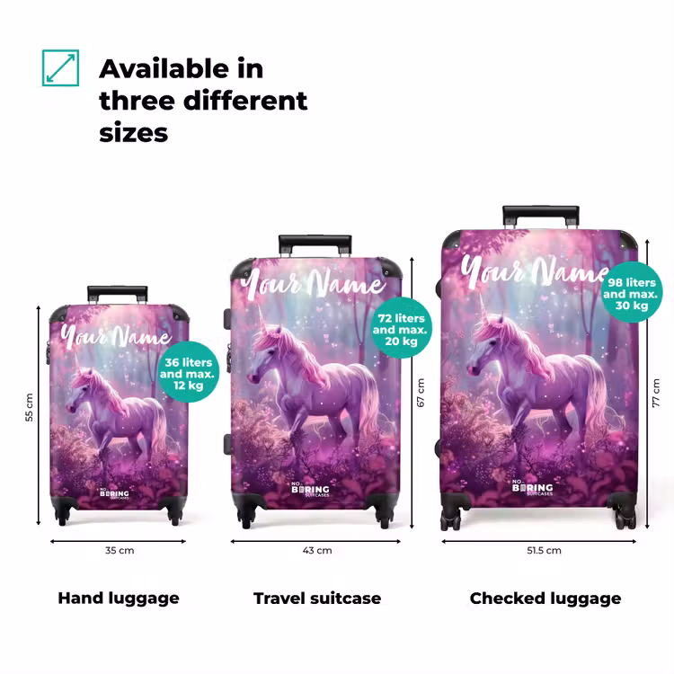 Suitcase with name - Unicorn Surrounded by Purple Nature — 3