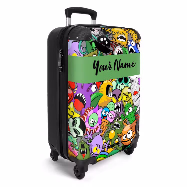 Suitcase with name - Colorful Monster Mix — 2