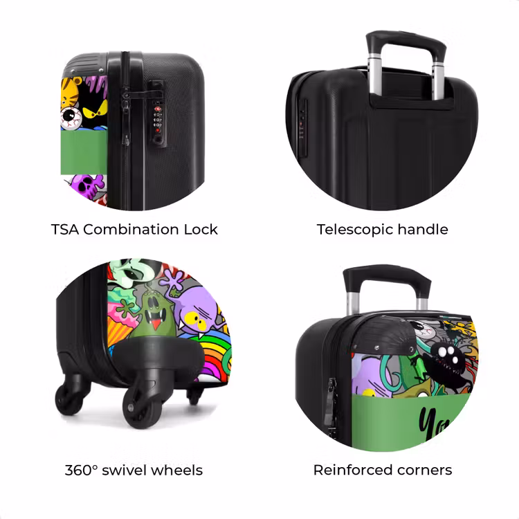 Suitcase with name - Colorful Monster Mix — 8