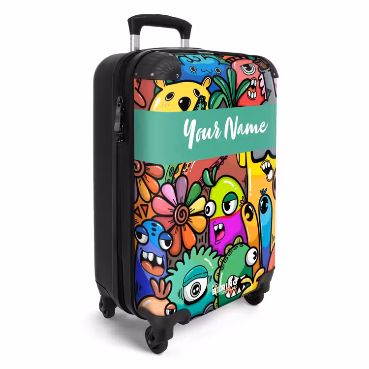 Suitcase with name - Colorful Monster Parade — 2