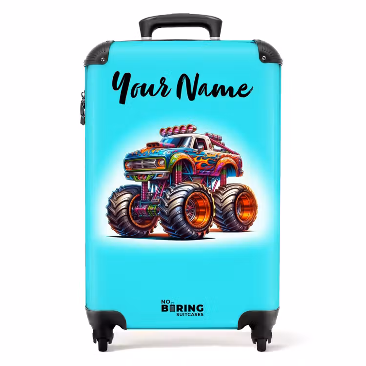 Suitcase with name - Monster Truck on Light Blue Background — 1