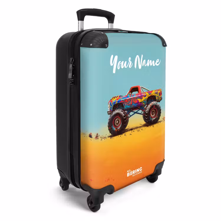Suitcase with name - Monster Truck with Graffiti Print in the Sand — 2