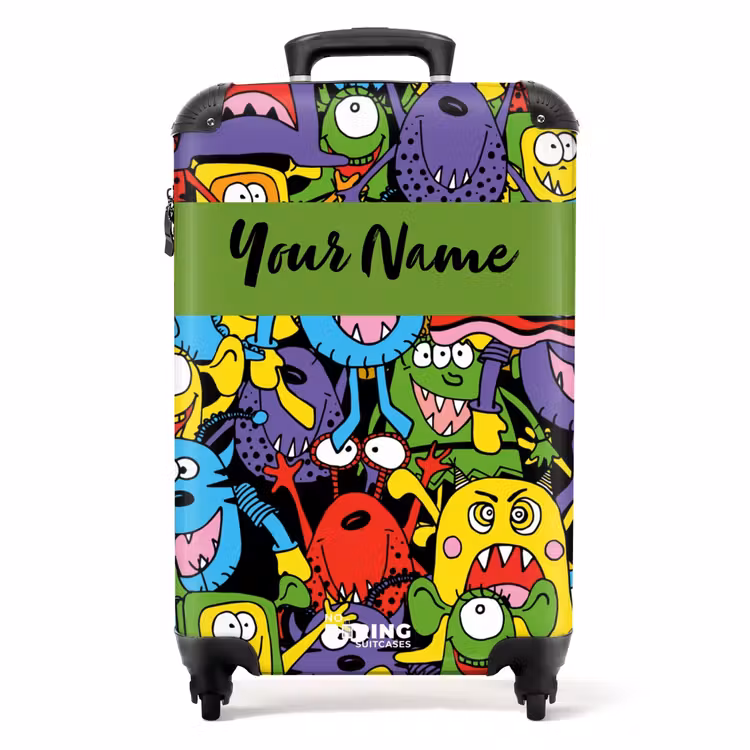 Suitcase with name - Monsters with Bright Colors — 1