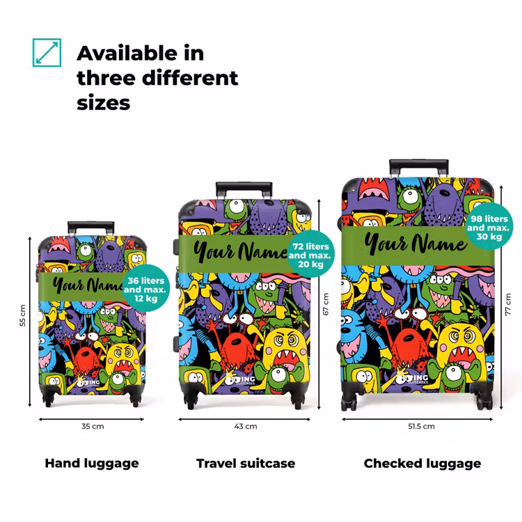 Suitcase with name - Monsters with Bright Colors — 3