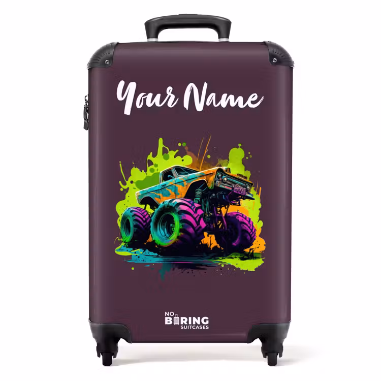 Suitcase with name - Neon Wheels — 1