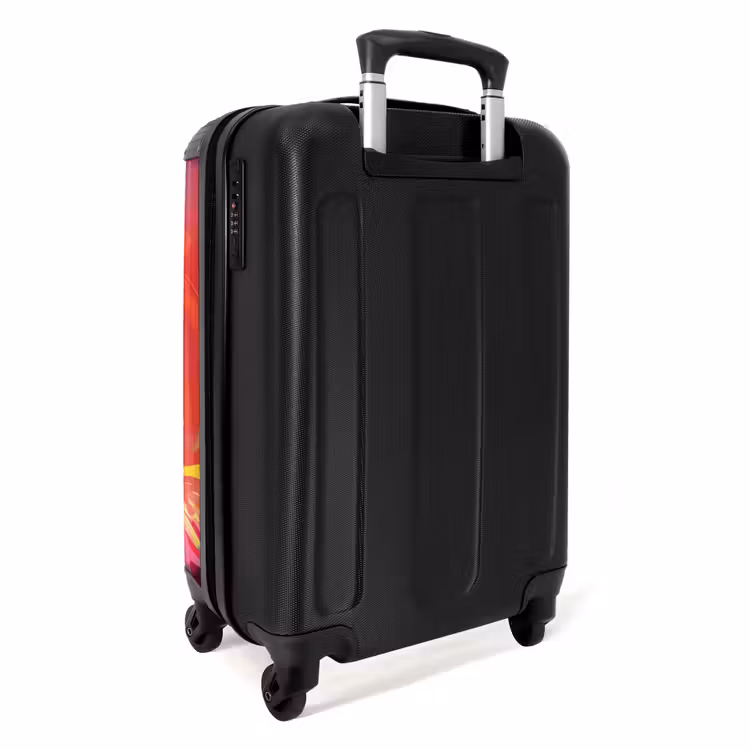 Suitcase with name - Pink Monster Truck Flies Over the Tarmac — 4
