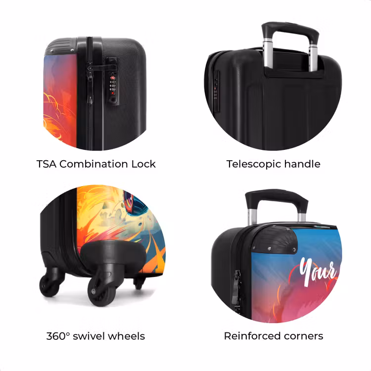 Suitcase with name - Pink Monster Truck Flies Over the Tarmac — 8