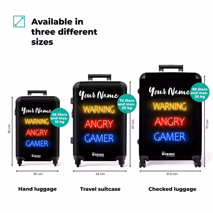 Suitcase with name - Warning Angry Gamer — 3