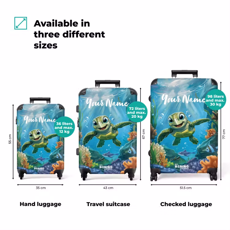 Suitcase with name - Zippy Sea Turtle — 3