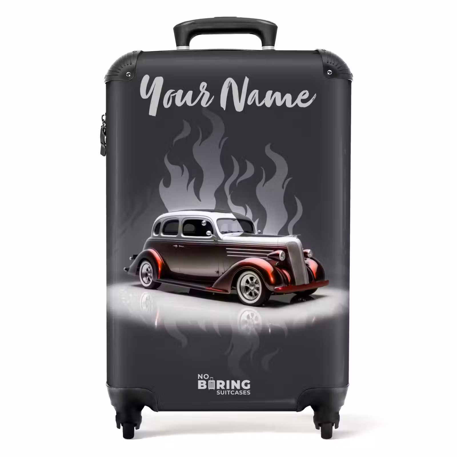 Suitcase with name - Gray car with gray flames — 1