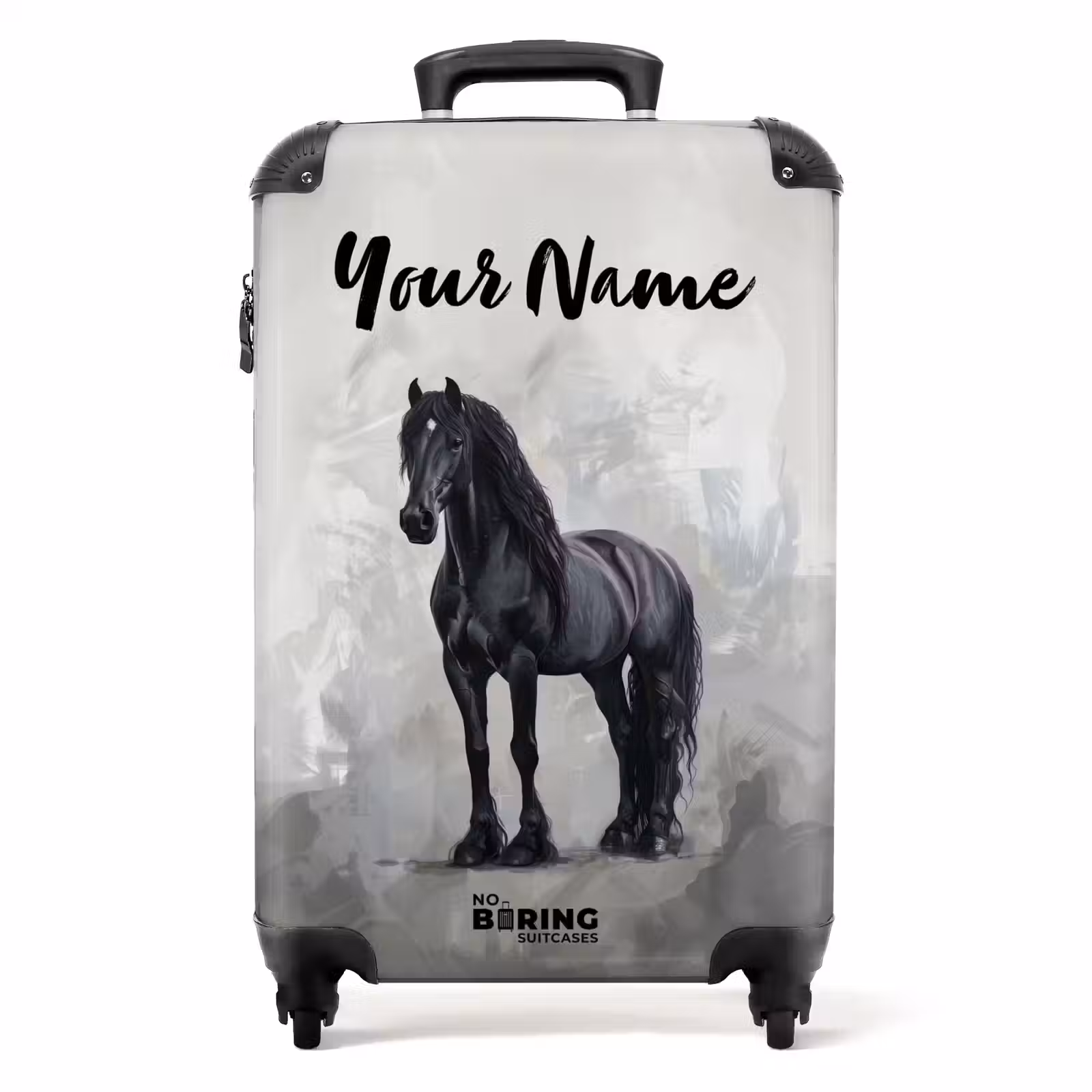 Suitcase with name - Static Portrait of a Black Horse — 1
