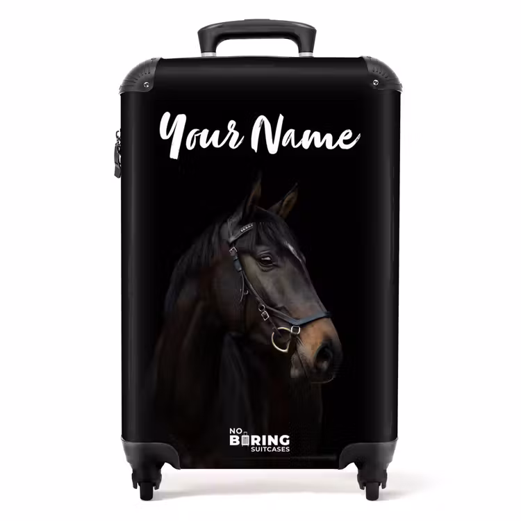 Suitcase with name - Elegant black horse — 1