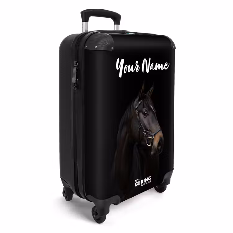 Suitcase with name - Elegant black horse — 2