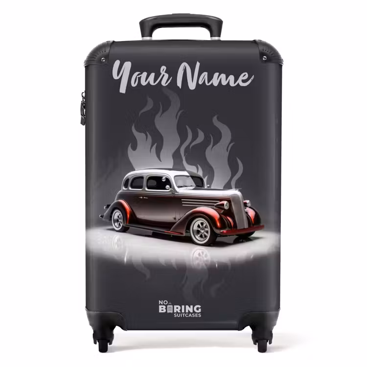 Suitcase with name - Gray car with gray flames — 1
