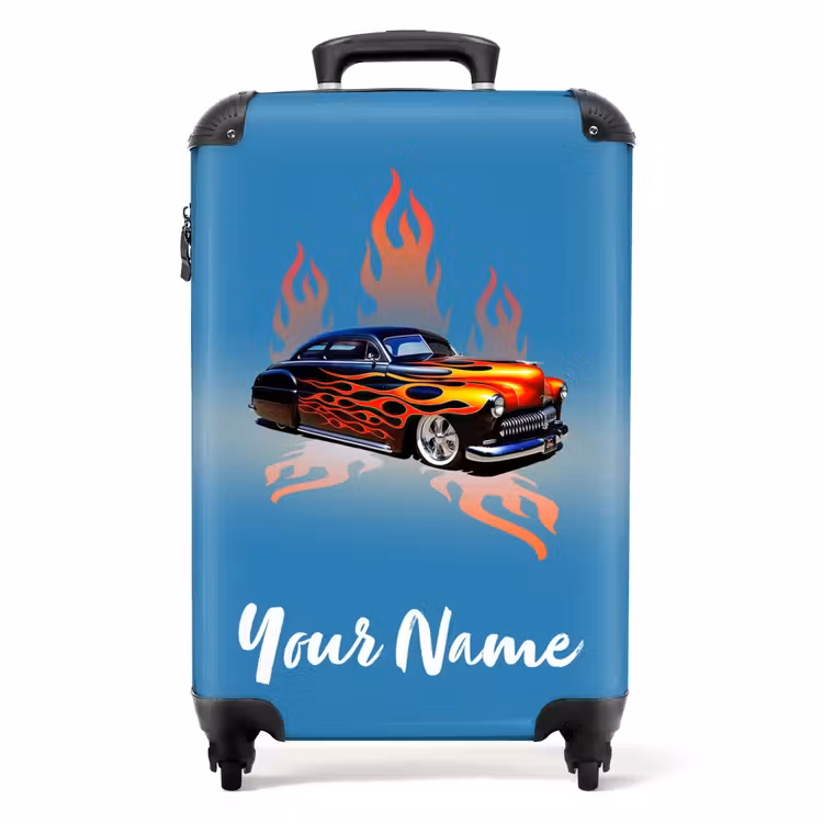 Suitcase with name - Hotrod flames — 1