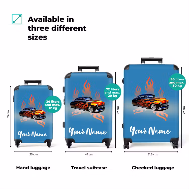 Suitcase with name - Hotrod flames — 3